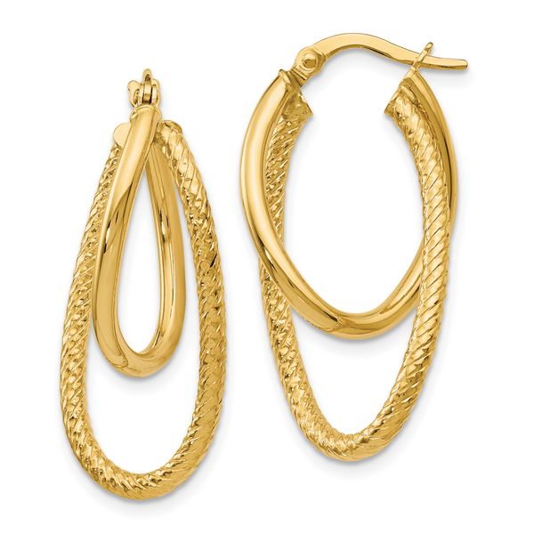 Leslie's 10K Polished and Textured Hinged Hoop Earrings