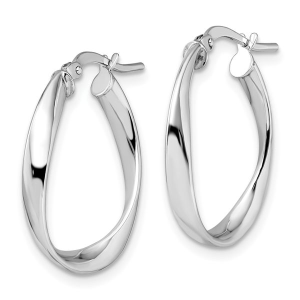 Leslie's 10K with White Rhodium Plating Polished Hoop Earrings - Image 2