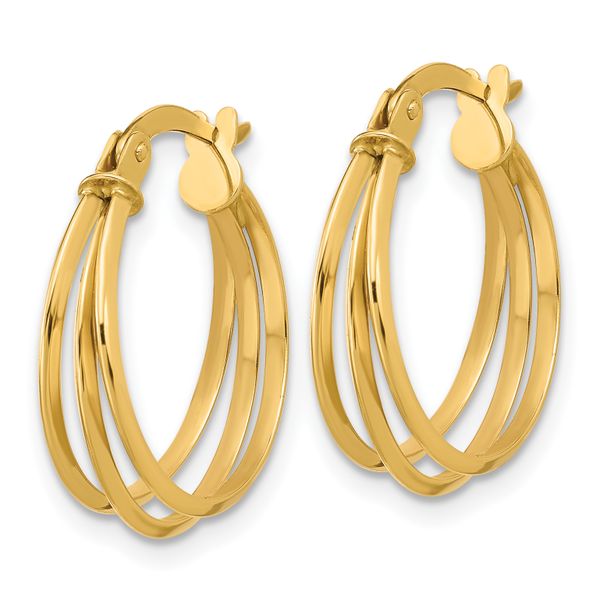 Leslie's 10K Polished 3-row Round Hoop Earrings - Image 2