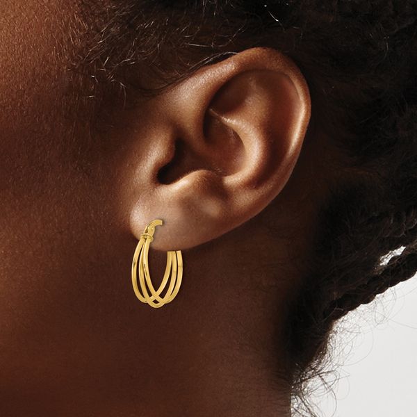 Leslie's 10K Polished 3-row Round Hoop Earrings - Image 3