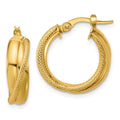 Leslie's 10K Polished and Textured Round Hoop Earrings