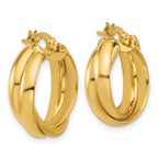 Leslie's 10K Polished and Textured Round Hoop Earrings - Image 4