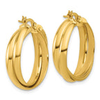 Leslie's 10K Polished and Textured Round Hoop Earrings - Image 4