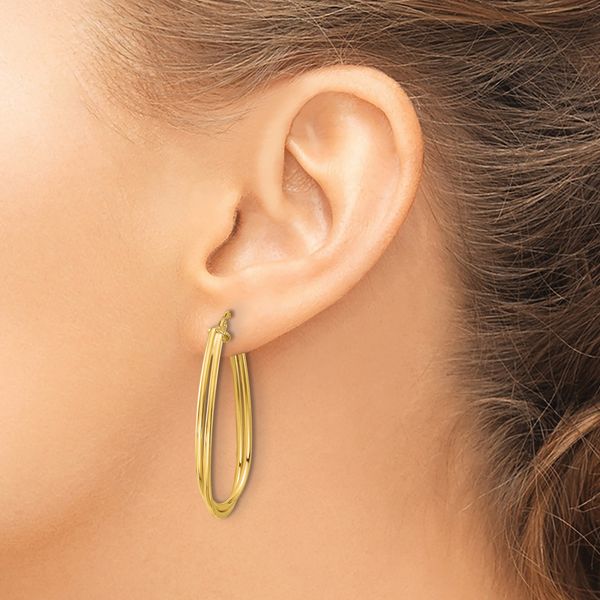 Leslie's 10K Polished Twist Teardrop Hoop Earrings - Image 3
