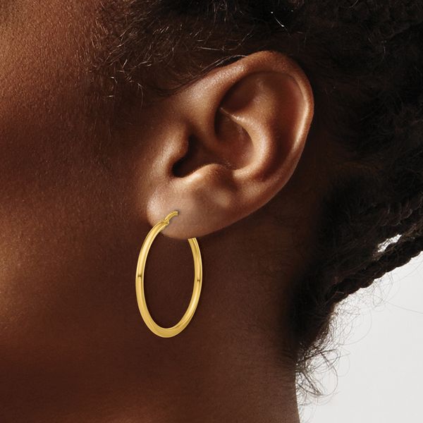 Leslie's 10K Polished Round Hoop Earrings - Image 3