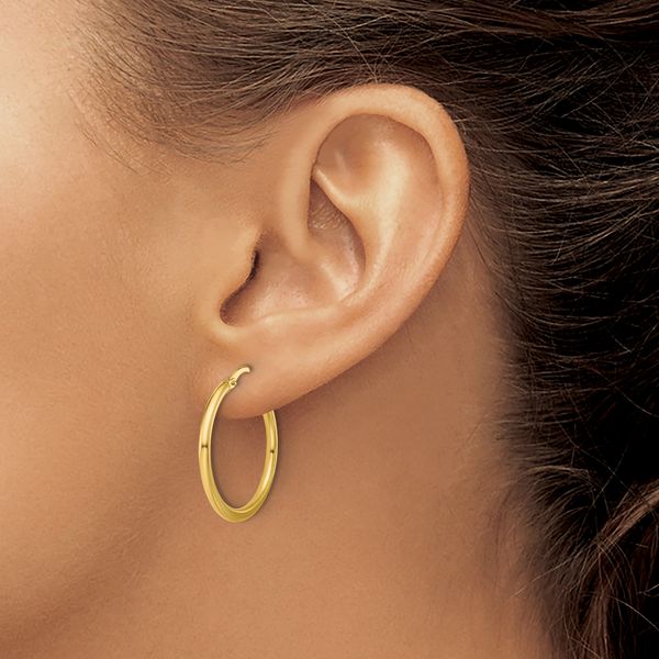 Leslie's 10K Polished Round Hoop Earrings - Image 3
