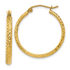Leslie's 10k D/C 2.8x25mm Hollow Hoop Earrings