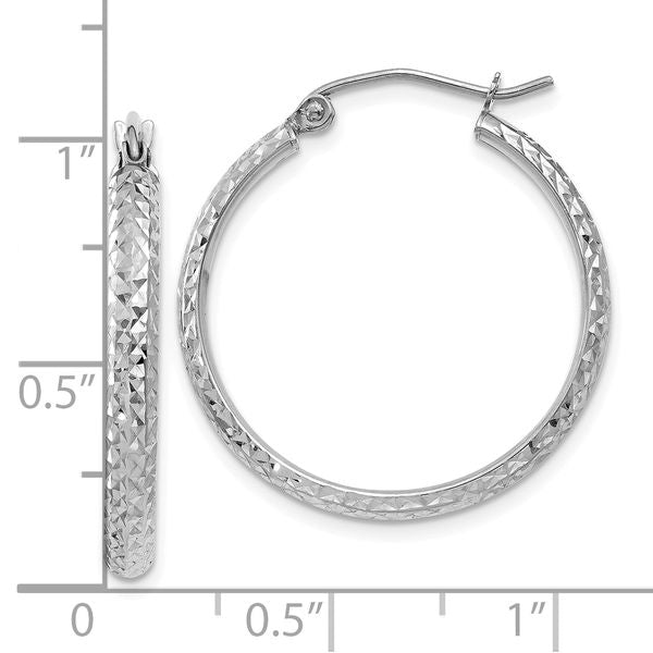 Leslie's 10k White Gold D/C 2.8x25mm Hollow Hoop Earrings - Image 4