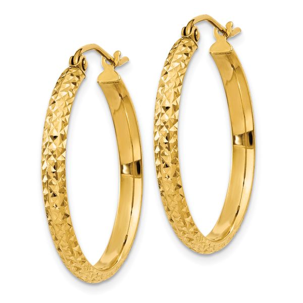 Leslie's 10k D/C 2.8x25mm Hollow Hoop Earrings - Image 2