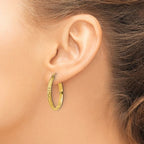 Leslie's 10k D/C 2.8x25mm Hollow Hoop Earrings - Image 3