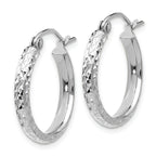 Leslie's 10k White Gold D/C 2.8x18mm Hollow Hoop Earrings - Image 2