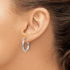 Leslie's 10k White Gold D/C 2.8x18mm Hollow Hoop Earrings - Image 3