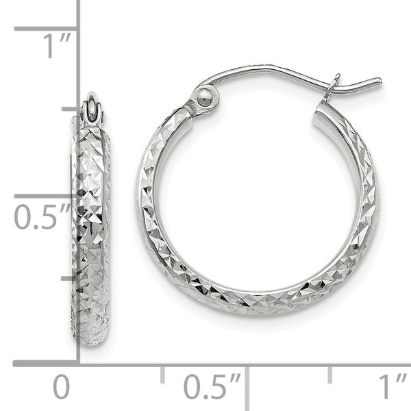 Leslie's 10k White Gold D/C 2.8x18mm Hollow Hoop Earrings - Image 4