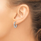 Leslie's 10k White Gold D/C 2.8x15mm Hollow Hoop Earrings - Image 3