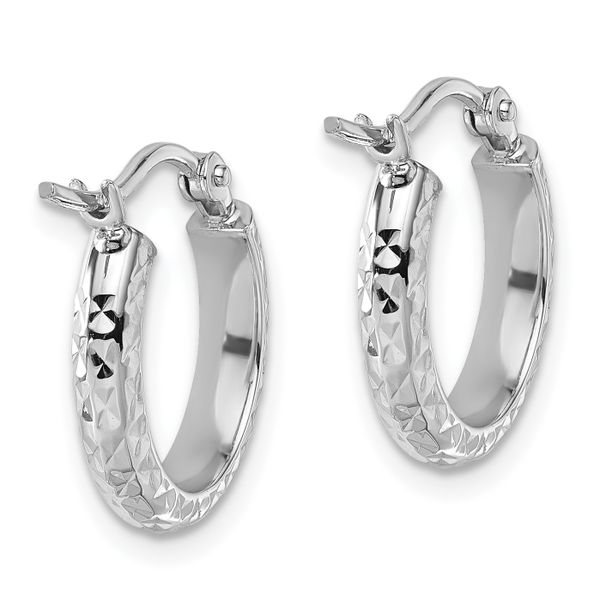 Leslie's 10k White Gold D/C 2.8x15mm Hollow Hoop Earrings - Image 4