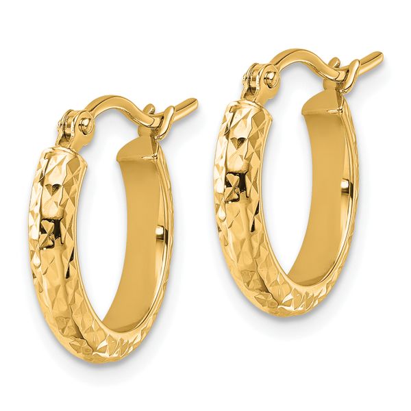 Leslie's 10k Diamond-cut 2.8x15mm Hollow Hoop Earrings - Image 2