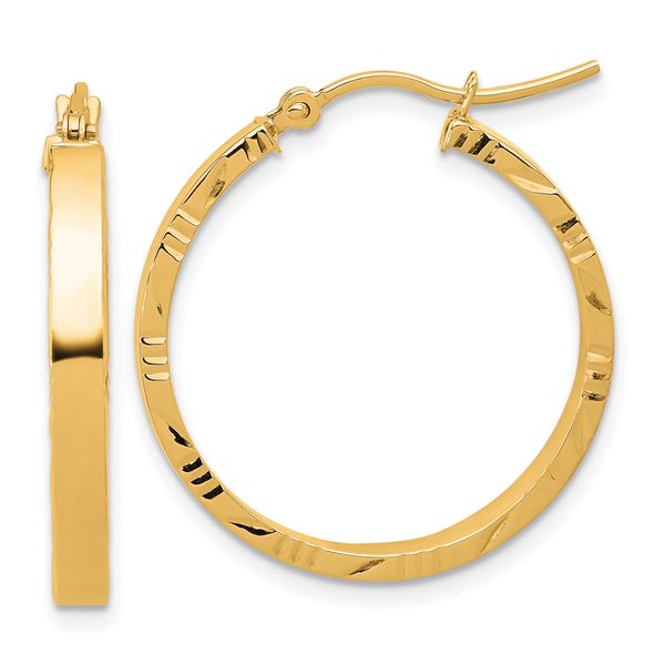 Leslie's 10k D/C Edge Medium 3mm Polished Hoop Earrings