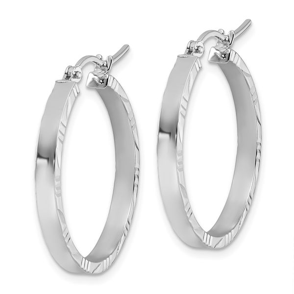 Leslie's 10k White Gold D/C Edge Medium 3mm Polish Hoop Earrings - Image 2