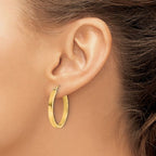 Leslie's 10k D/C Edge Medium 3mm Polished Hoop Earrings - Image 3