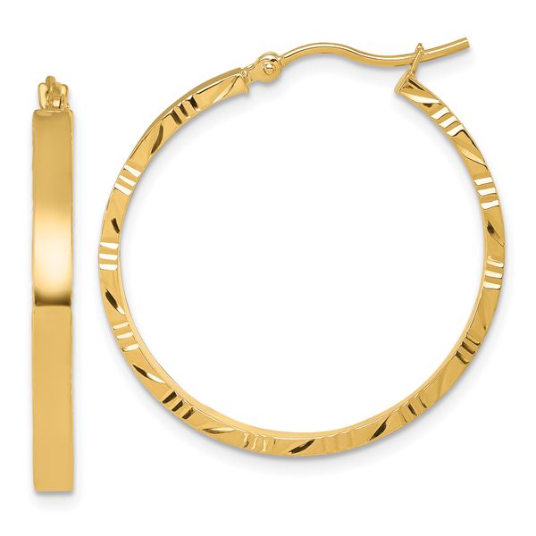 Leslie's 10k D/C Edge Large 3mm Polished Hoop Earrings