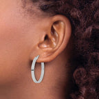 Leslie's 10k White Gold D/C Edge Large 3mm Polished Hoop Earrings - Image 3
