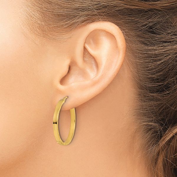 Leslie's 10k D/C Edge Large 3mm Polished Hoop Earrings - Image 3