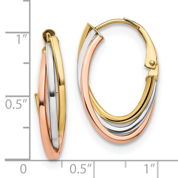 Leslie's 10K Tri-color Polished Hoop Earrings - Image 4