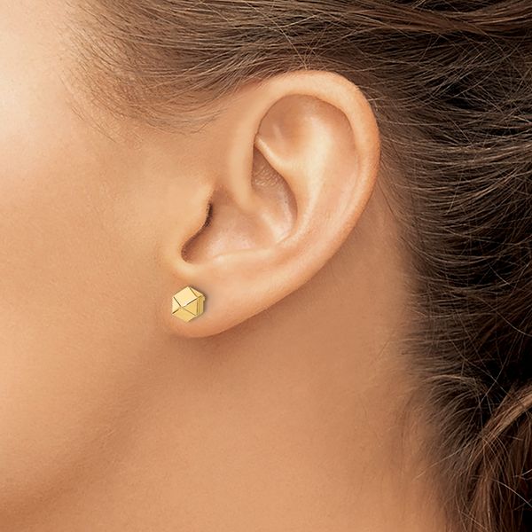 Leslie's 10K Polished Geometric Ball Post Earrings - Image 3
