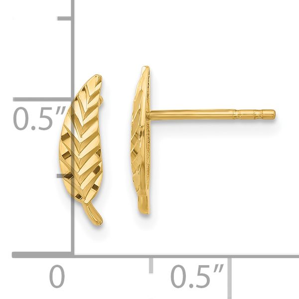 Leslie's 10K Polished and Diamond-cut Leaf Post Earrings - Image 4