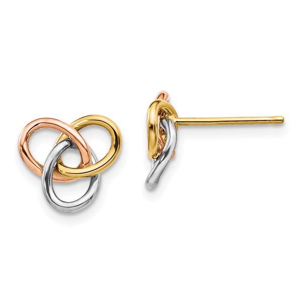 Leslie's 10K Tri-color Polished Rings Post Earrings