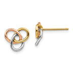 Leslie's 10K Tri-color Polished Rings Post Earrings