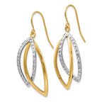 Leslie's 10K Two-tone Polished / Textured Shepherd Hook Earrings - Image 2