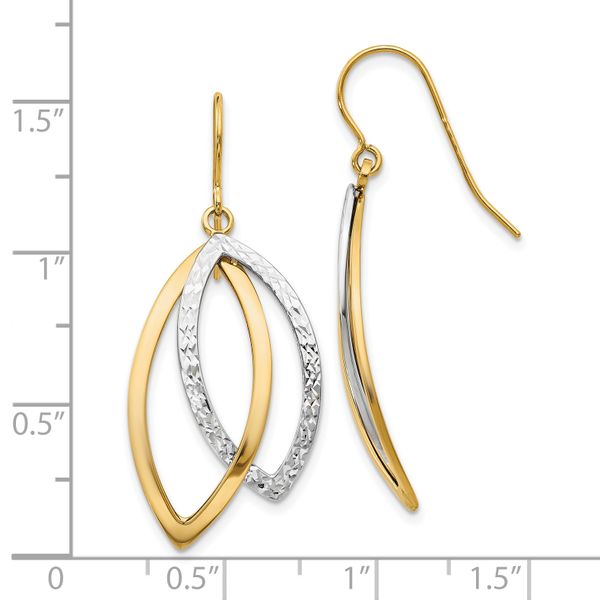 Leslie's 10K Two-tone Polished / Textured Shepherd Hook Earrings - Image 4