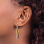 Leslie's 10K w/ White Rhod Polished/Dia-cut Link Dangle Earrings - Image 3