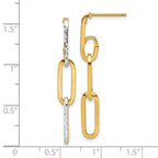 Leslie's 10K w/ White Rhod Polished/Dia-cut Link Dangle Earrings - Image 4