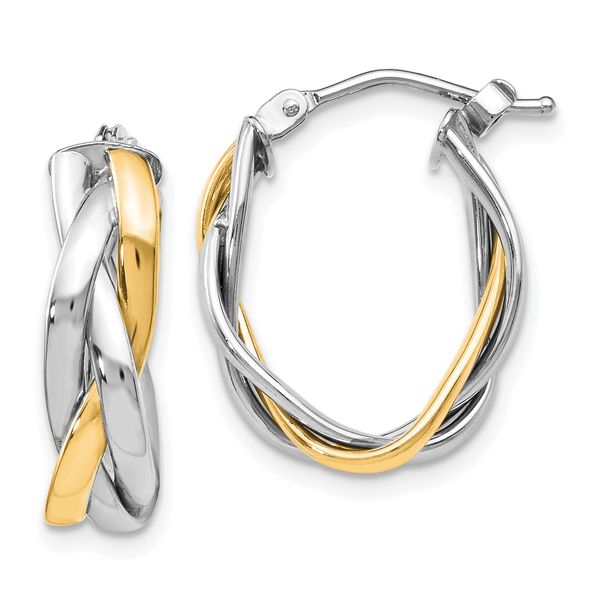Leslie's 10K w/Wht Rhodium Plating Braided Hoop Earrings