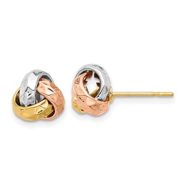Leslie's 10K Tri-color Polished and Textured Love Knot Post Earrings