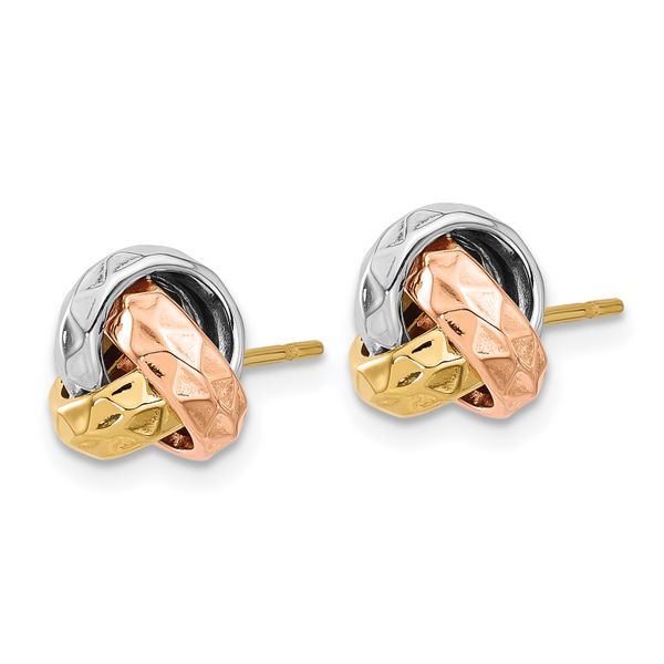 Leslie's 10K Tri-color Polished and Textured Love Knot Post Earrings - Image 2