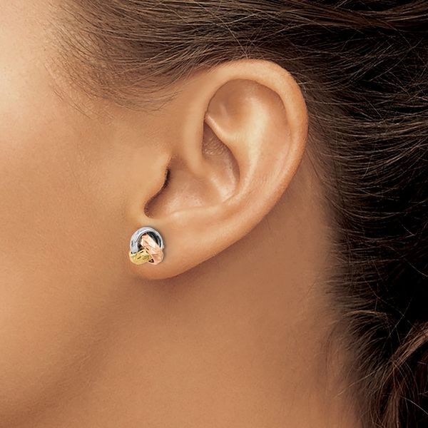 Leslie's 10K Tri-color Polished and Textured Love Knot Post Earrings - Image 3
