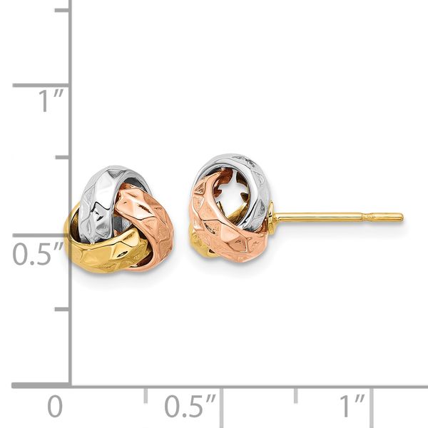 Leslie's 10K Tri-color Polished and Textured Love Knot Post Earrings - Image 4