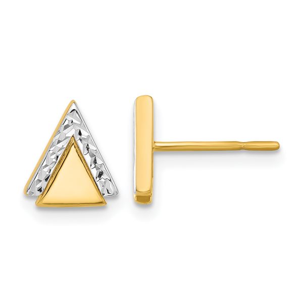 Leslie's 10K with Rhodium Polished and Diamond-cut Triangle Post Earrings