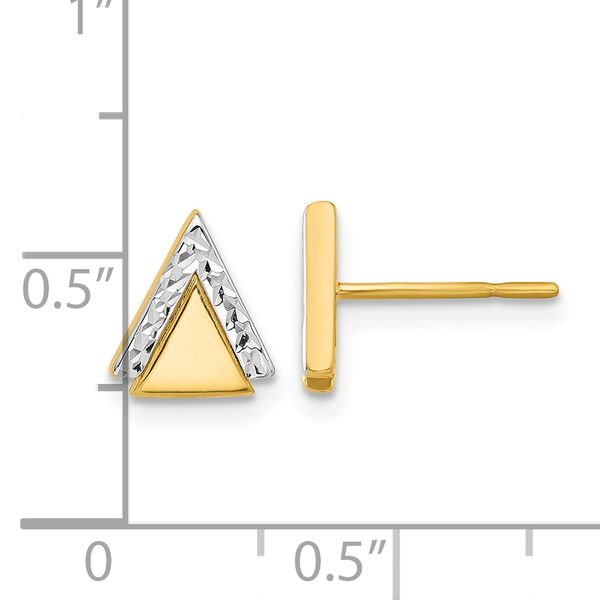 Leslie's 10K with Rhodium Polished and Diamond-cut Triangle Post Earrings - Image 4