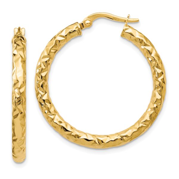 Leslie's 10K ForeverLite Polished and Textured Hoop Earrings