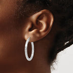 Leslie's 10K ForeverLite White Gold Polished and Textured Earrings - Image 3
