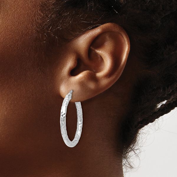Leslie's 10K ForeverLite White Gold Polished and Textured Earrings - Image 3