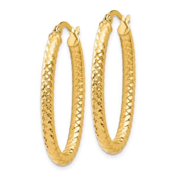 Leslie's 10K ForeverLite Polished and Textured Oval Hoop Earrings - Image 2