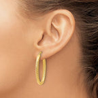 Leslie's 10K ForeverLite Polished and Textured Oval Hoop Earrings - Image 3
