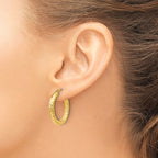 Leslie's 10K ForeverLite Polished and Textured Hoop Earrings - Image 3