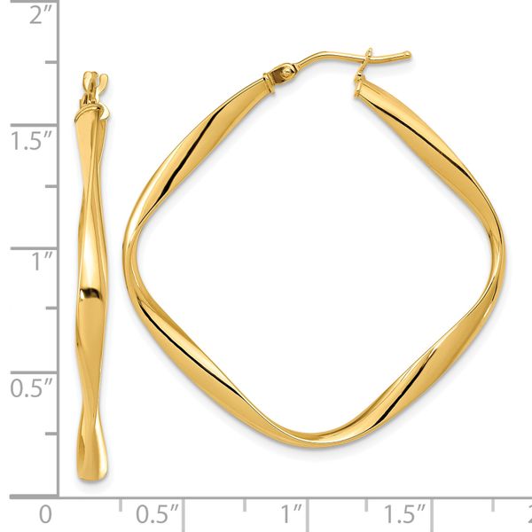Leslie's 10K Polished Twisted Square Hoop Earrings - Image 4