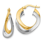 Leslie's 10K Two-tone Polished Twisted Double Hoop Earrings